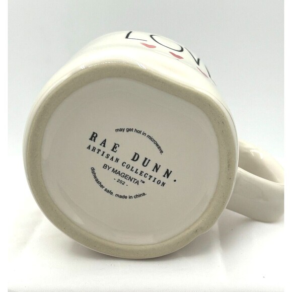 Rae Dunn LOVE Mug Ivory Hearts Valentines Love Artisan Collection Red Glazed New - Picture 5 of 14